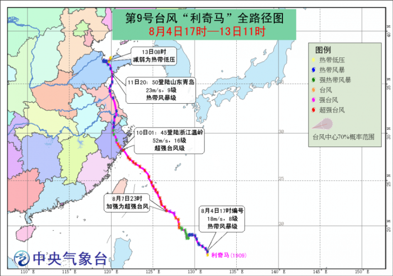 2019年超强台风利奇马的一生：两次登陆我国 两次入海