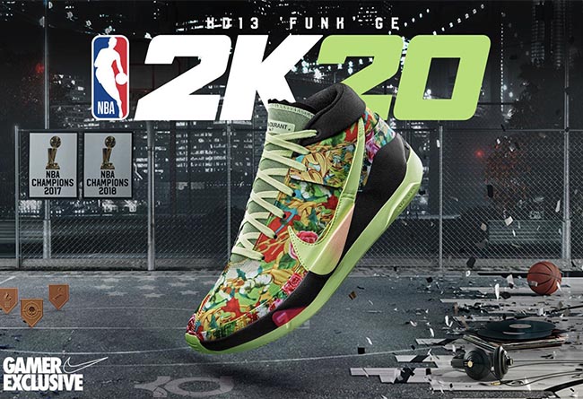 nba2k13球鞋有哪些(又一款 2K 巨星战靴曝光！花卉 Nike KD 13 GE 即将发售)