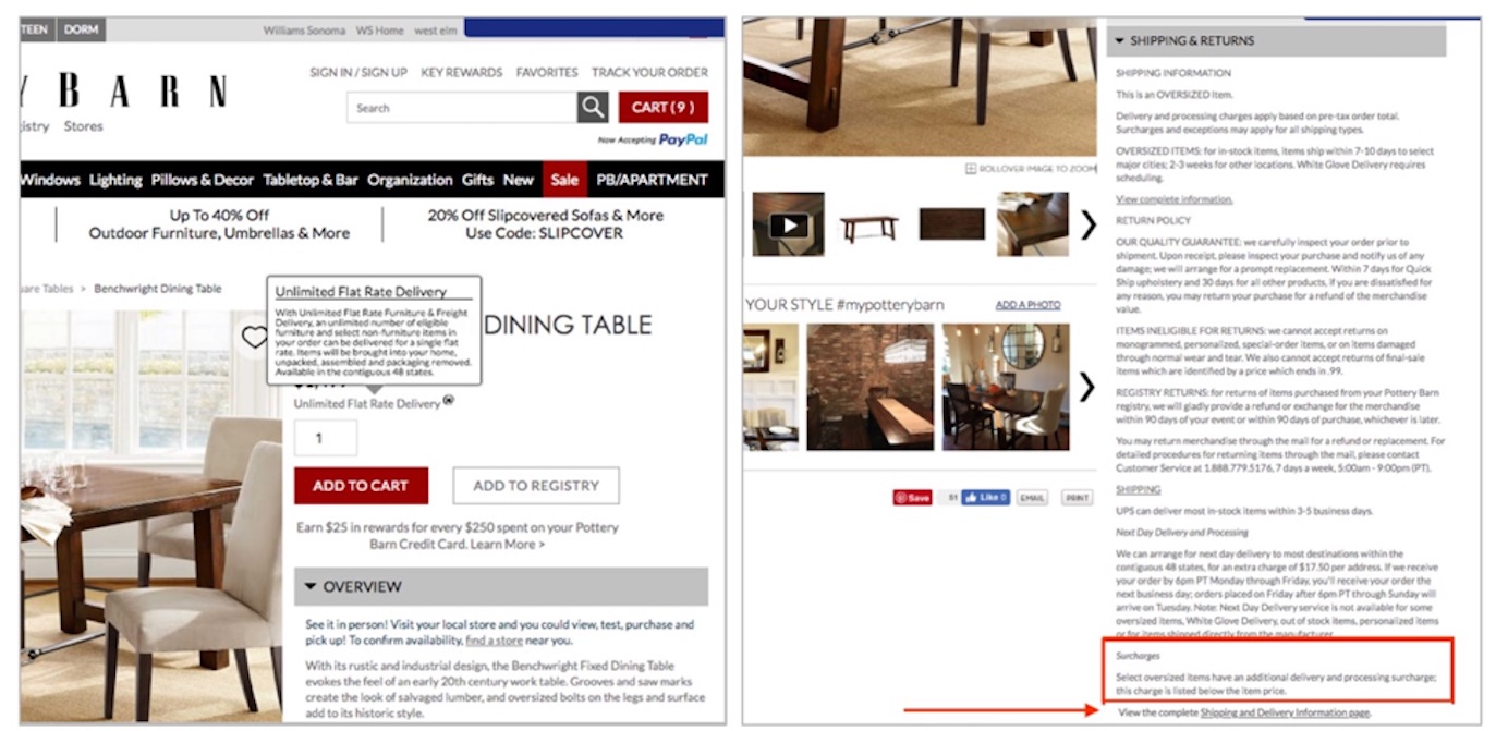 在电商网站上，税款、服务费和运费如何显示