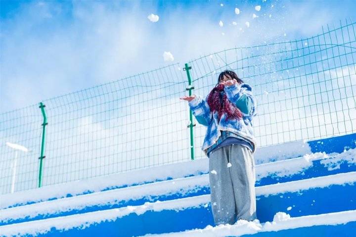 大雪后的山东商务职业学院，分外清澄明澈