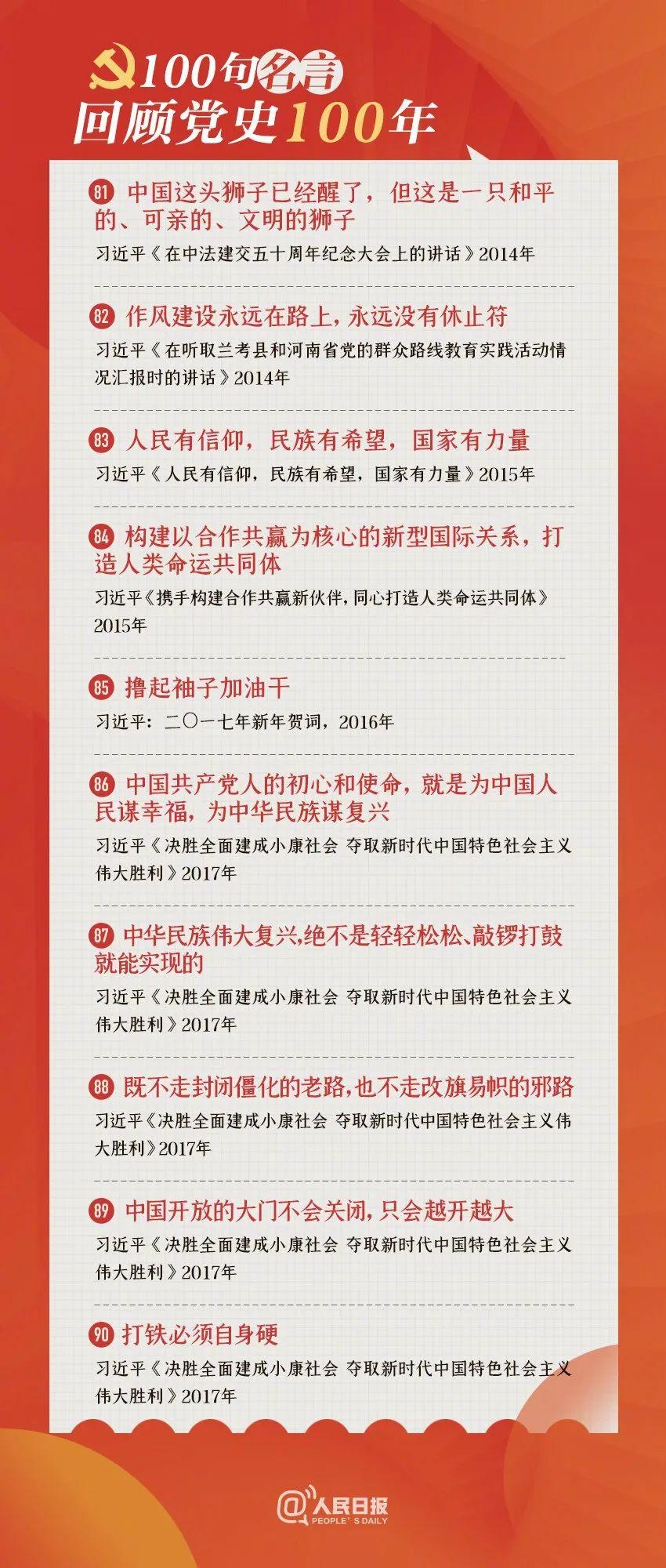 「党史天天读」100句名言回顾党史100年