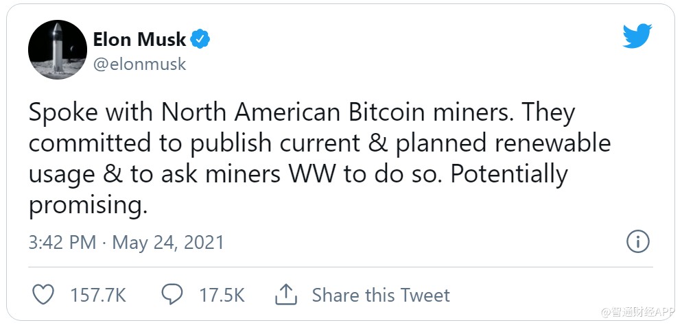 比特币瞬间涨回3万9！因马斯克称与矿工探讨了可持续性问题