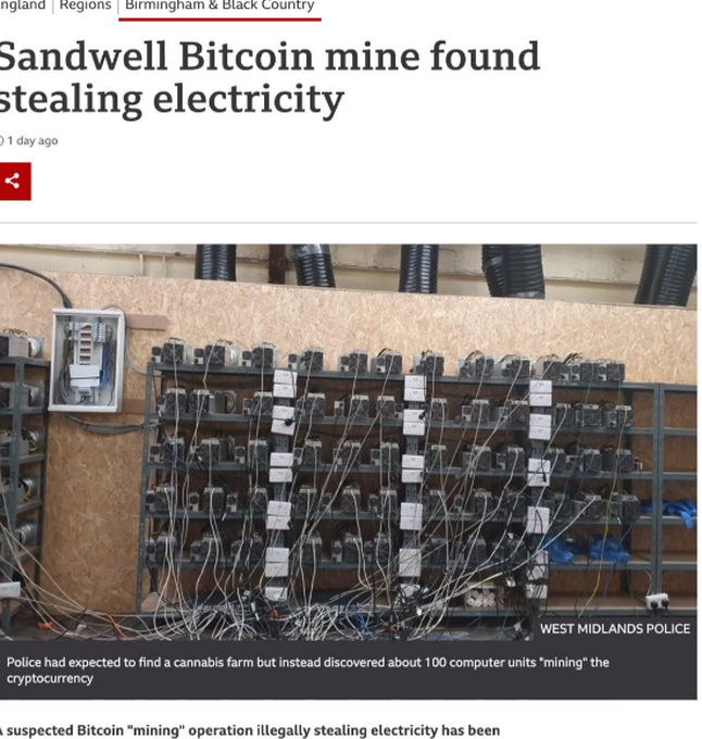 尴尬！英国警方扫毒发现竟是比特币矿场，还是从电网偷来的电
