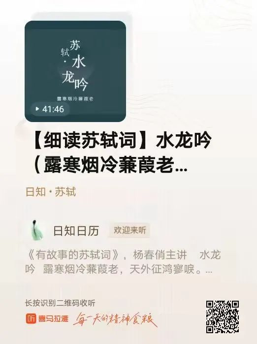 苏轼：露寒烟冷蒹葭老，倾听一曲《水龙吟》