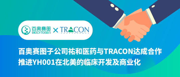 百奥赛图子公司祐和医药与TRACON达成合作，推进YH001在北美的临床开发及商业化