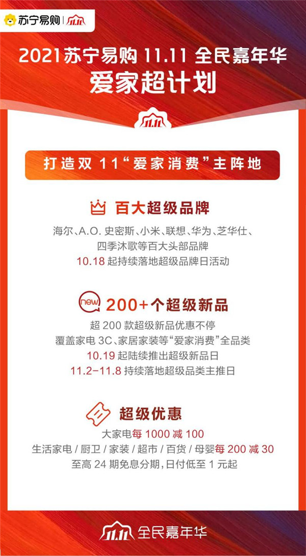 苏宁易购发布“11.11爱家超计划”全面启动2021双十一全民嘉年华