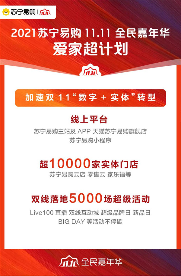 苏宁易购发布“11.11爱家超计划”全面启动2021双十一全民嘉年华