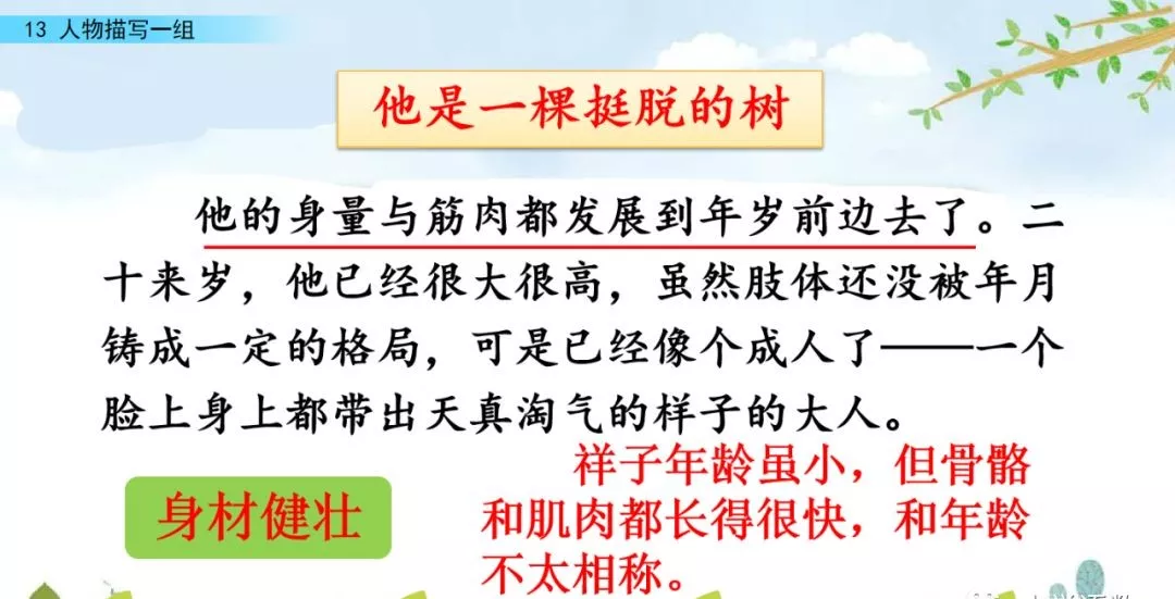 部编五年级语文下册第13课《人物描写一组》》知识点及课堂测试题