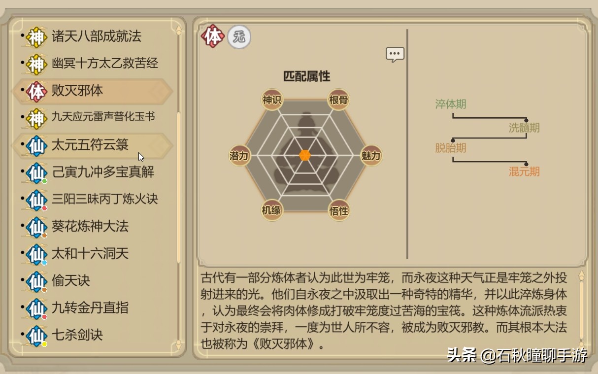 《了不起的修仙模拟器》妖族崛起体修攻略 最全精华吐纳吞噬表
