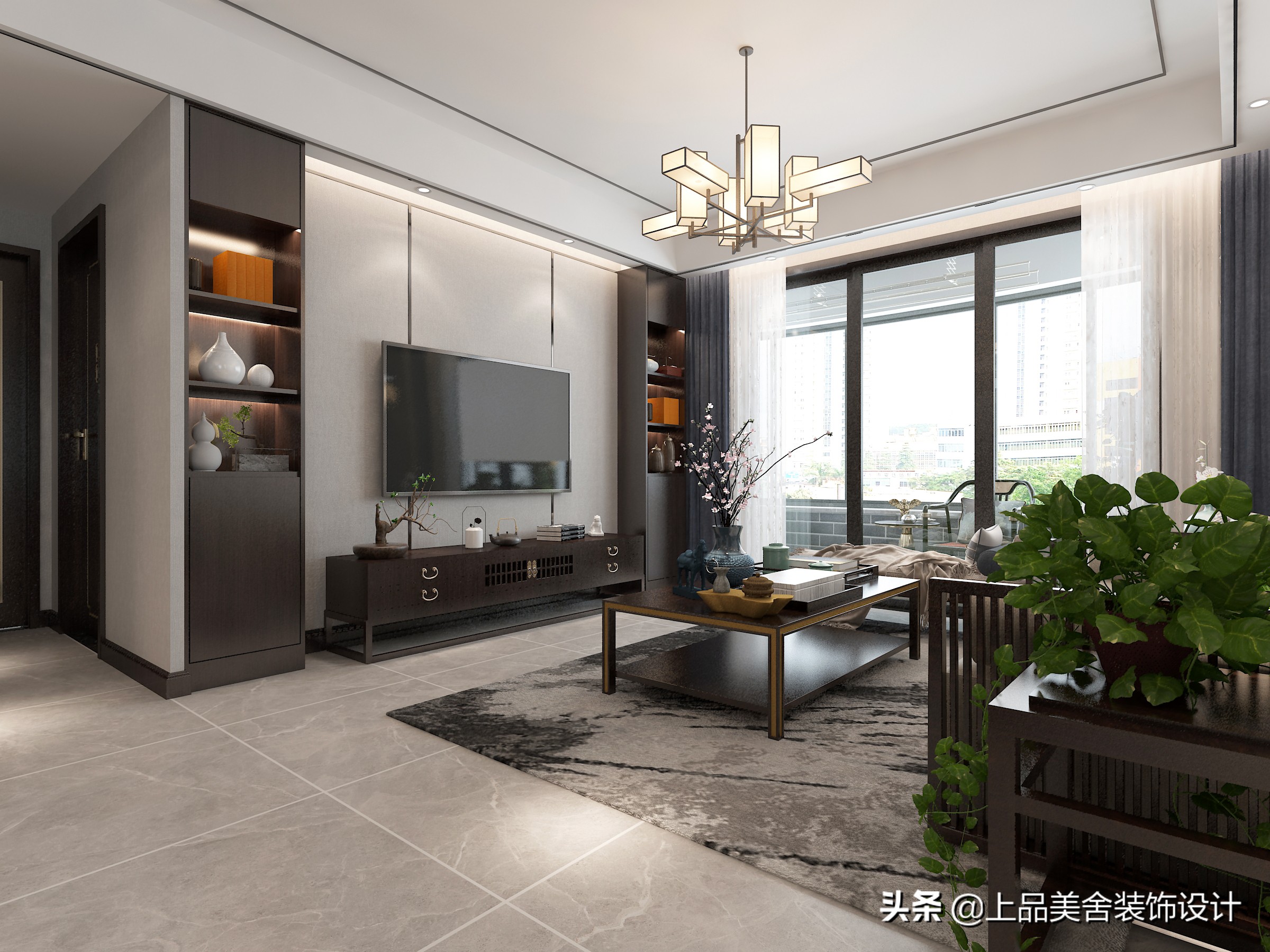 126㎡三房装中式，黑胡桃显中式清雅之美，仅玄关鞋柜就超实用