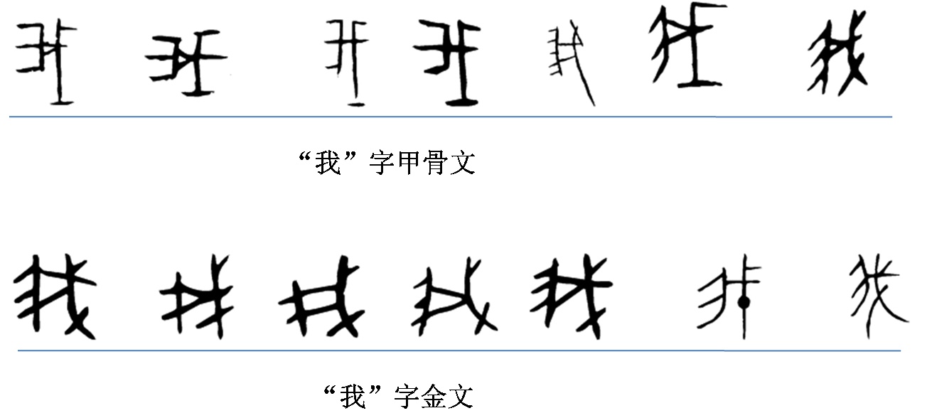 "我"字原意的武器,后来的人称代词,人类不就是从持武器吆喝打猎而来吗