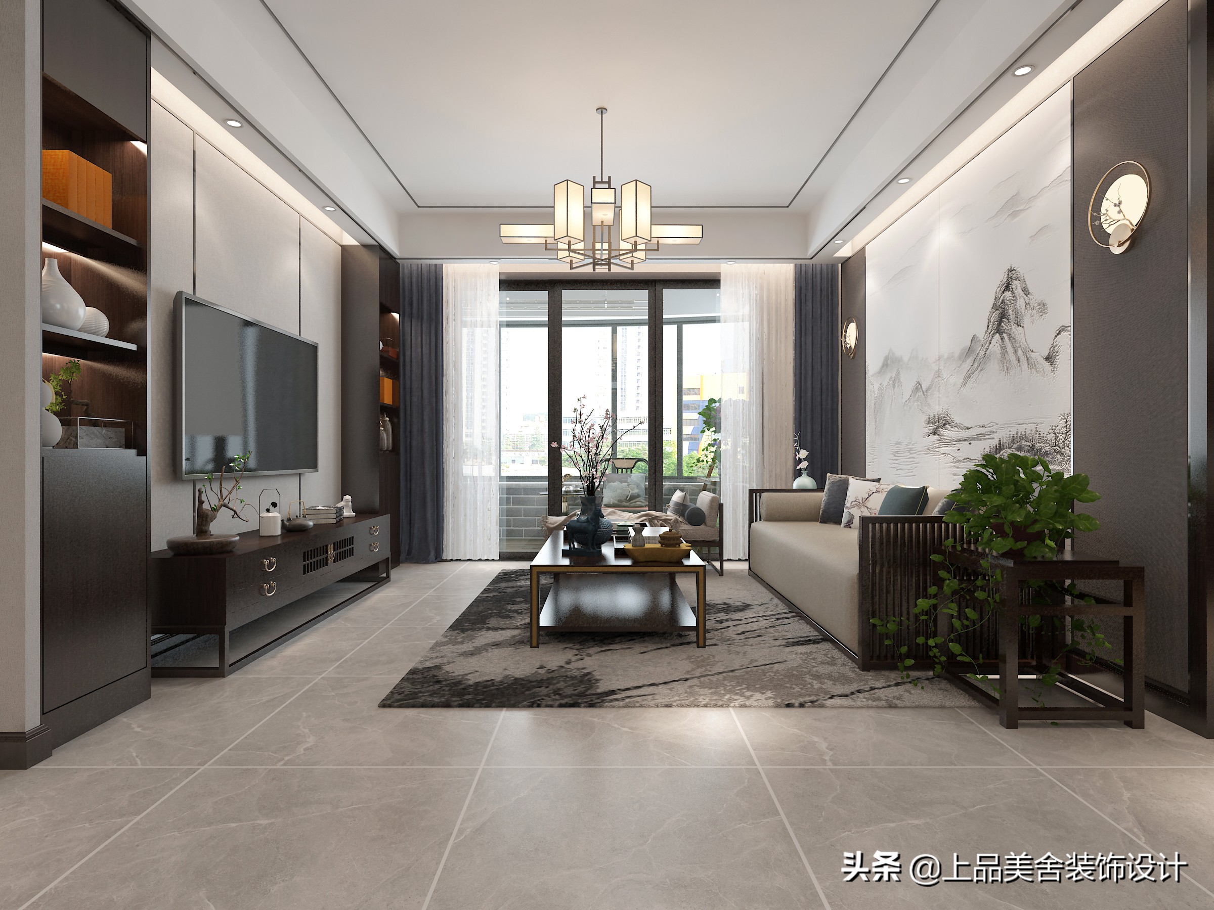 126㎡三房装中式，黑胡桃显中式清雅之美，仅玄关鞋柜就超实用