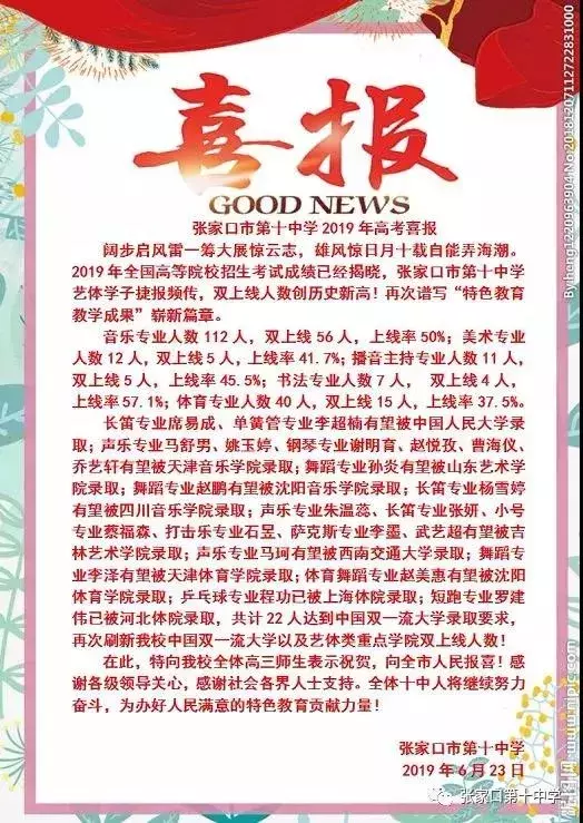 2019年张家口高考文理科状元出炉，全来自这所学校