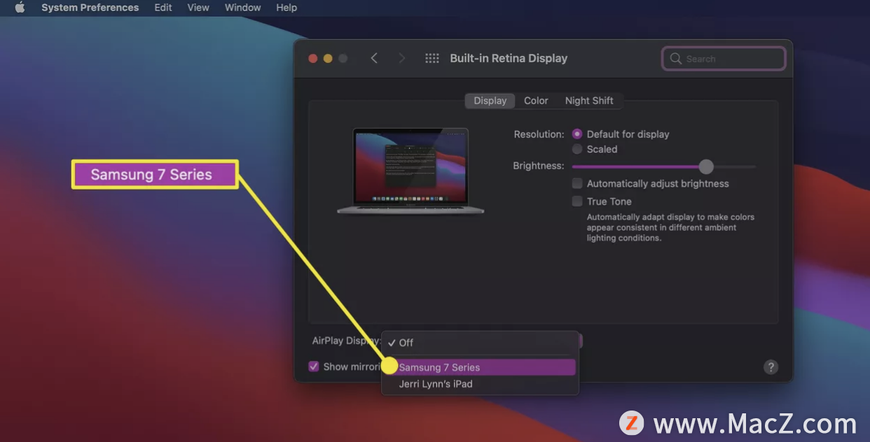 使用 AirPlay将 MacBook 连接到电视的方法