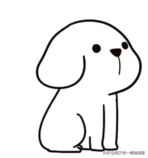 第三步:画出小狗的眼睛,鼻子,眼睛圆圆的很可爱的.