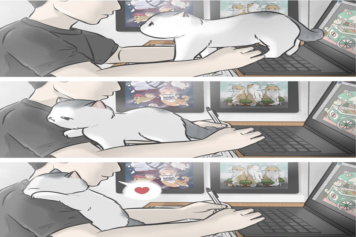 不愧是画师家的猫咪,连卖起萌来都是满满的二次元画风