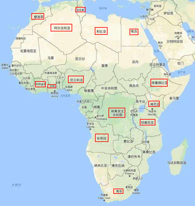 非洲有哪些國家非洲代表國家是哪些國家