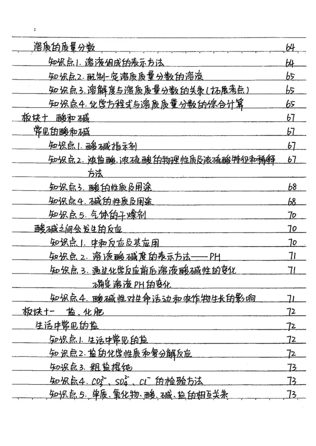 九年级化学全册手写笔记！期末考试、下册学习必看