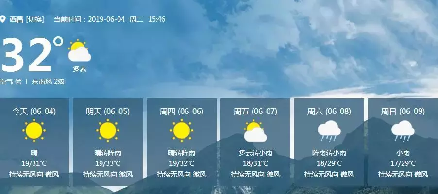 端午遇高考 西昌天气总体适宜