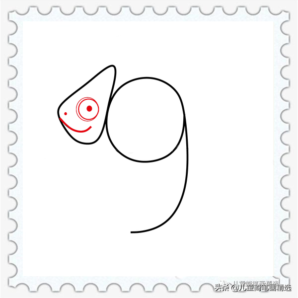 儿童简笔画精选-用数字 “9” 画变色龙（Chameleon）