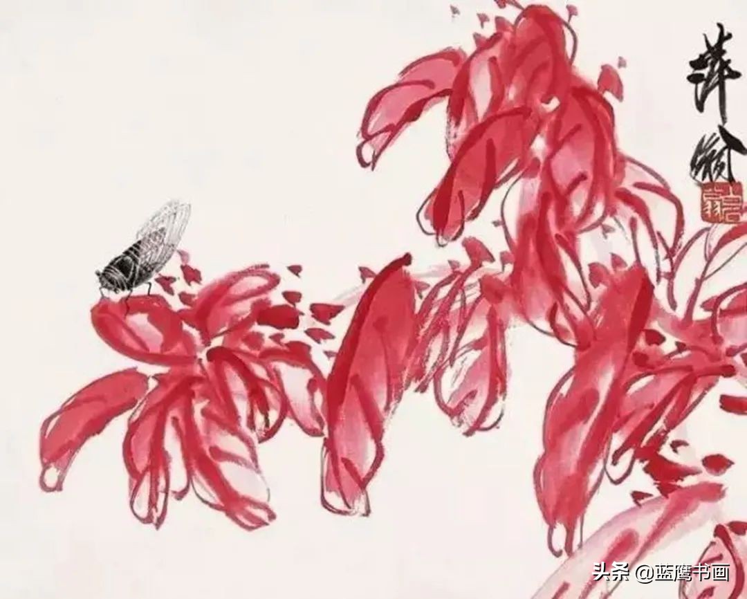 齐白石善于用墨，更善于用色，从而创造了独树一帜的新画风