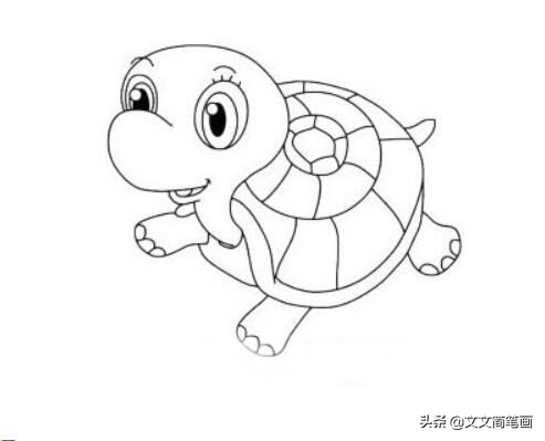 「动物篇」爬起来慢吞吞的小乌龟简笔画来了