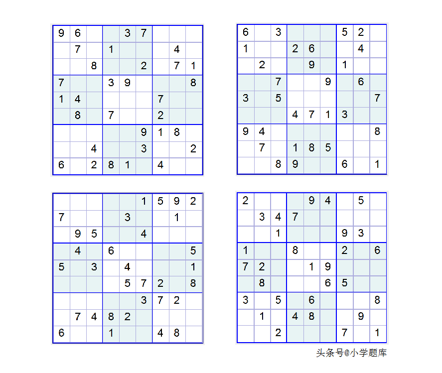 入门班数独7，九宫数独练习和方法（100道）