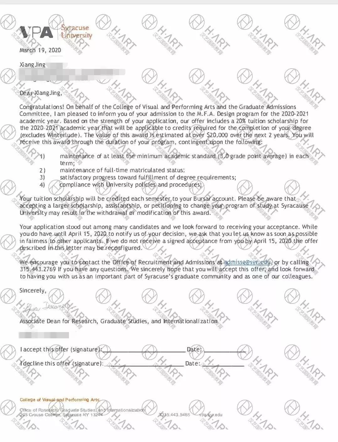 帕森斯、雪城和东北大学，我都想去但不行