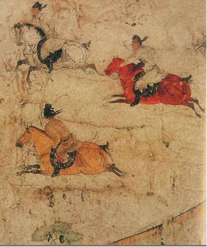 唐 永泰公主墓 壁画(局部)武则天,李冶之子李贤墓壁画 马球图(局部)