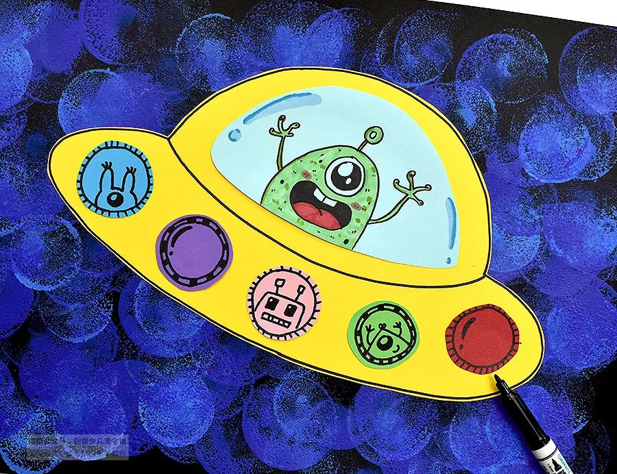 宇宙飞船简笔画(儿童画教程|幼儿趣味创想课程《跟神州十二来遨游太空