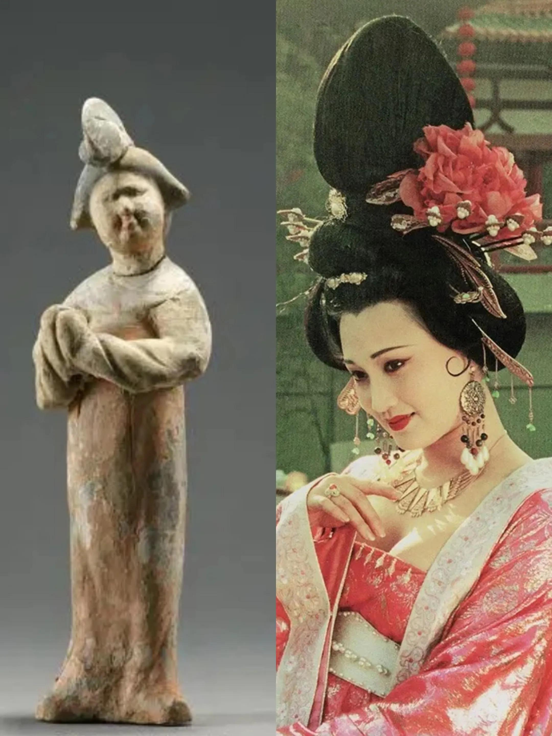 西安博物院之"胡姬俑" 单刀髻球型髻惊鸿髻黄釉乐舞习女俑 西安博物馆