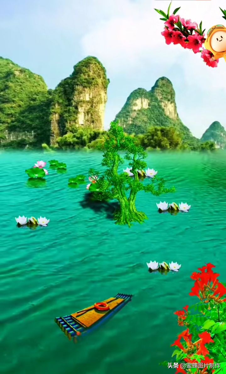 壁纸美图素材，青山绿水蓝天白云