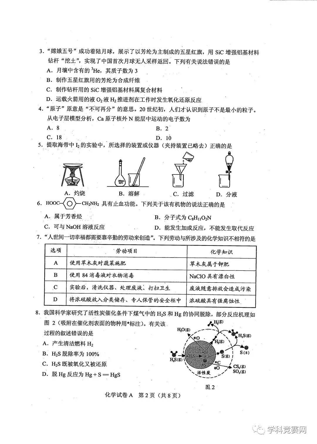 2021高中八省联考化学试卷，考完之后瑟瑟发抖，可下载打印