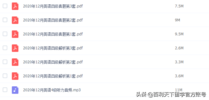 2020年12月英语四级真题+解析+音频 (高清PDF3套)