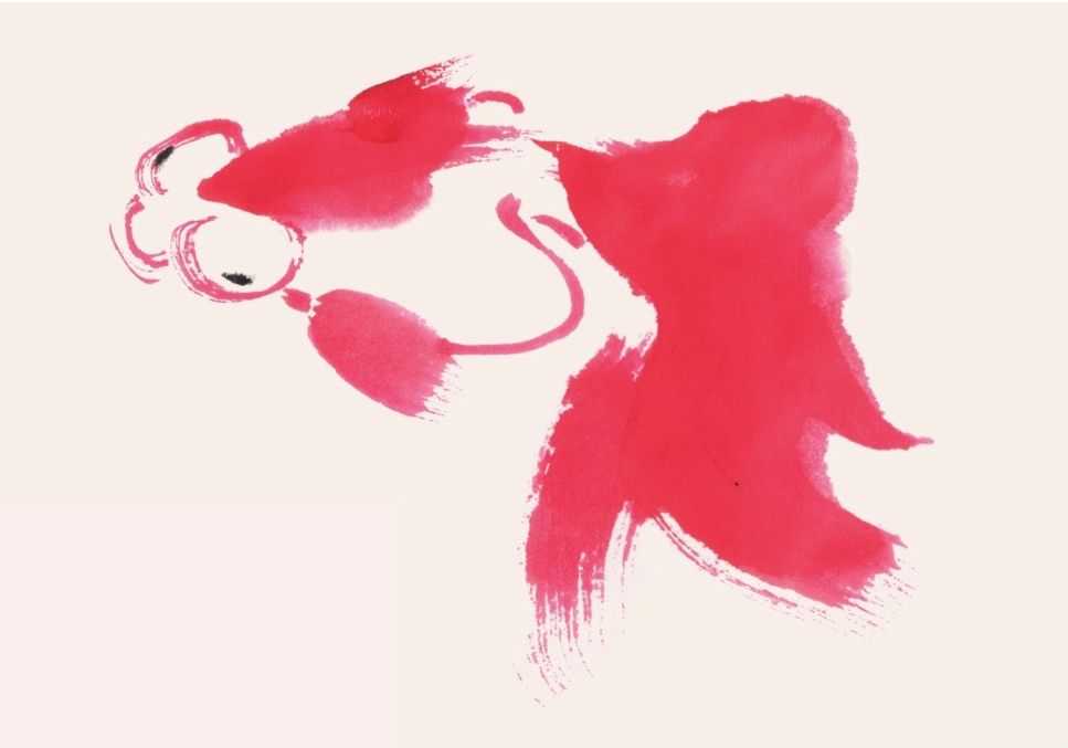 零基础水族的画法：怎么样用双勾发画金鱼鲤鱼？学会几分钟一幅画