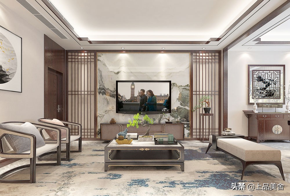 310平米新中式风格，全屋用“中国红”做主色调，文化感很强