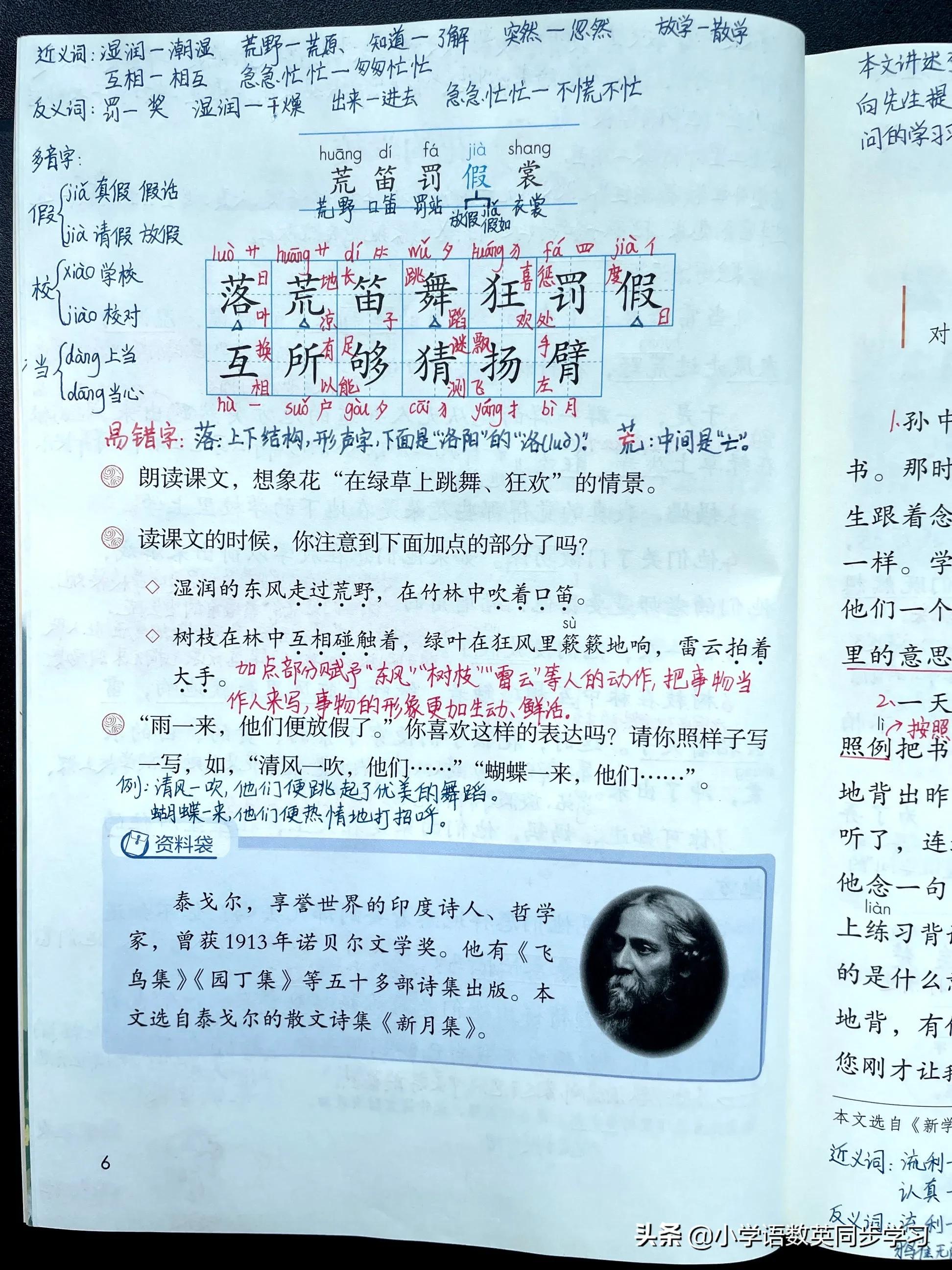 小学语文资料｜三年级上册第二课《花的学校》超详细课文笔记