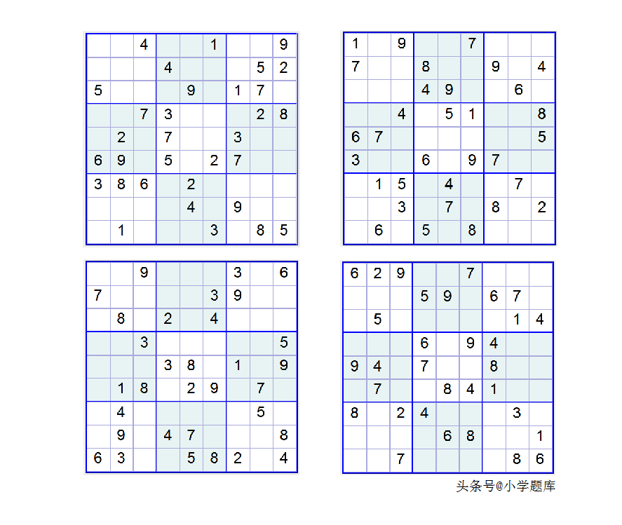 入门班数独7，九宫数独练习和方法（100道）
