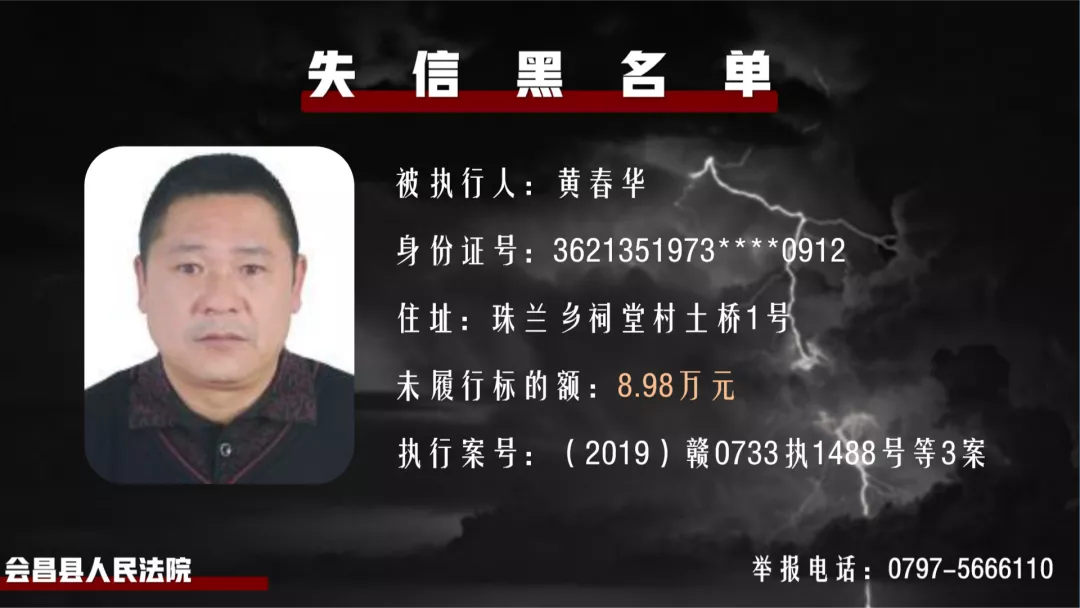 曝光！会昌法院公布一批失信被执行人名单！