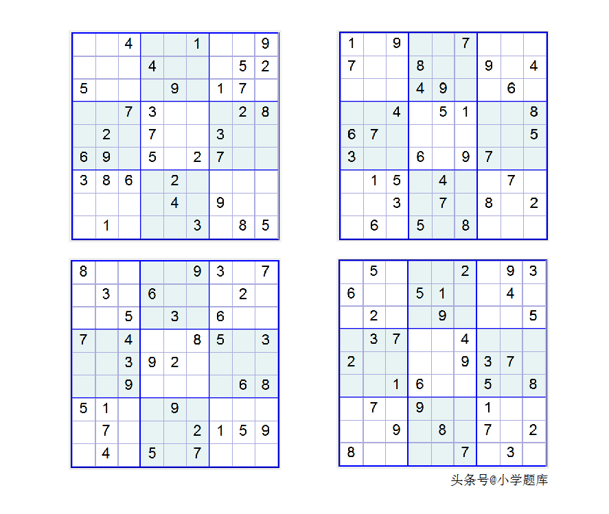 入门班数独7，九宫数独练习和方法（100道）