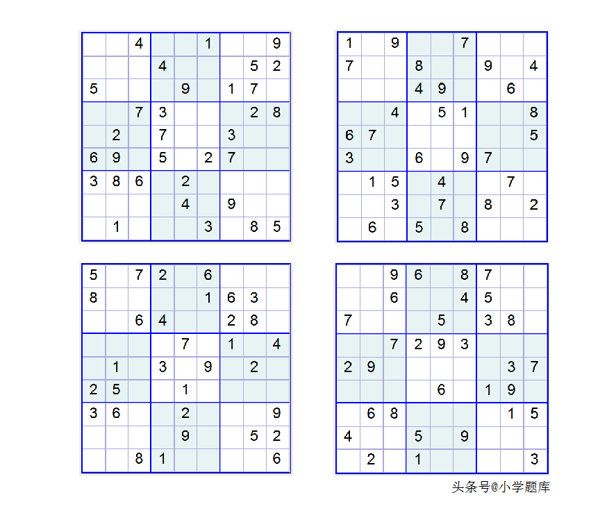 入门班数独7，九宫数独练习和方法（100道）