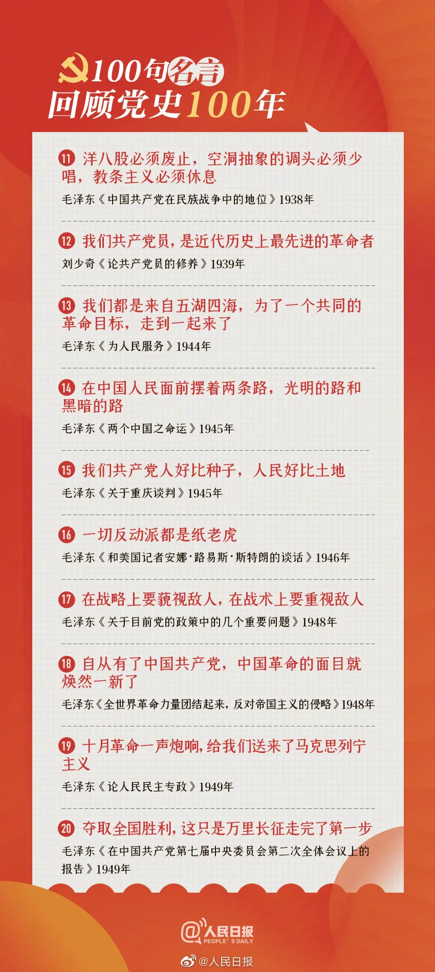 收藏学习！100句名言回顾党史100年