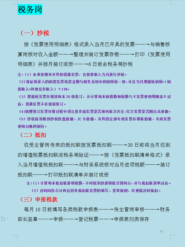 成功上岗月薪2w的财务主管，全靠老会计的这份财务岗位工作流程