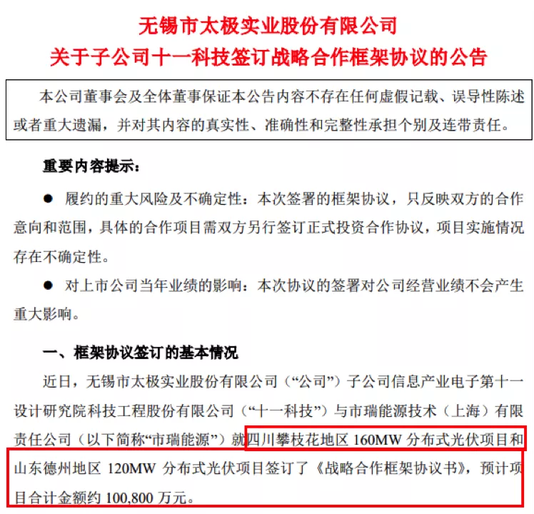 布局热门赛道又有新动作!太极实业子公司拟投建两地区光伏项目