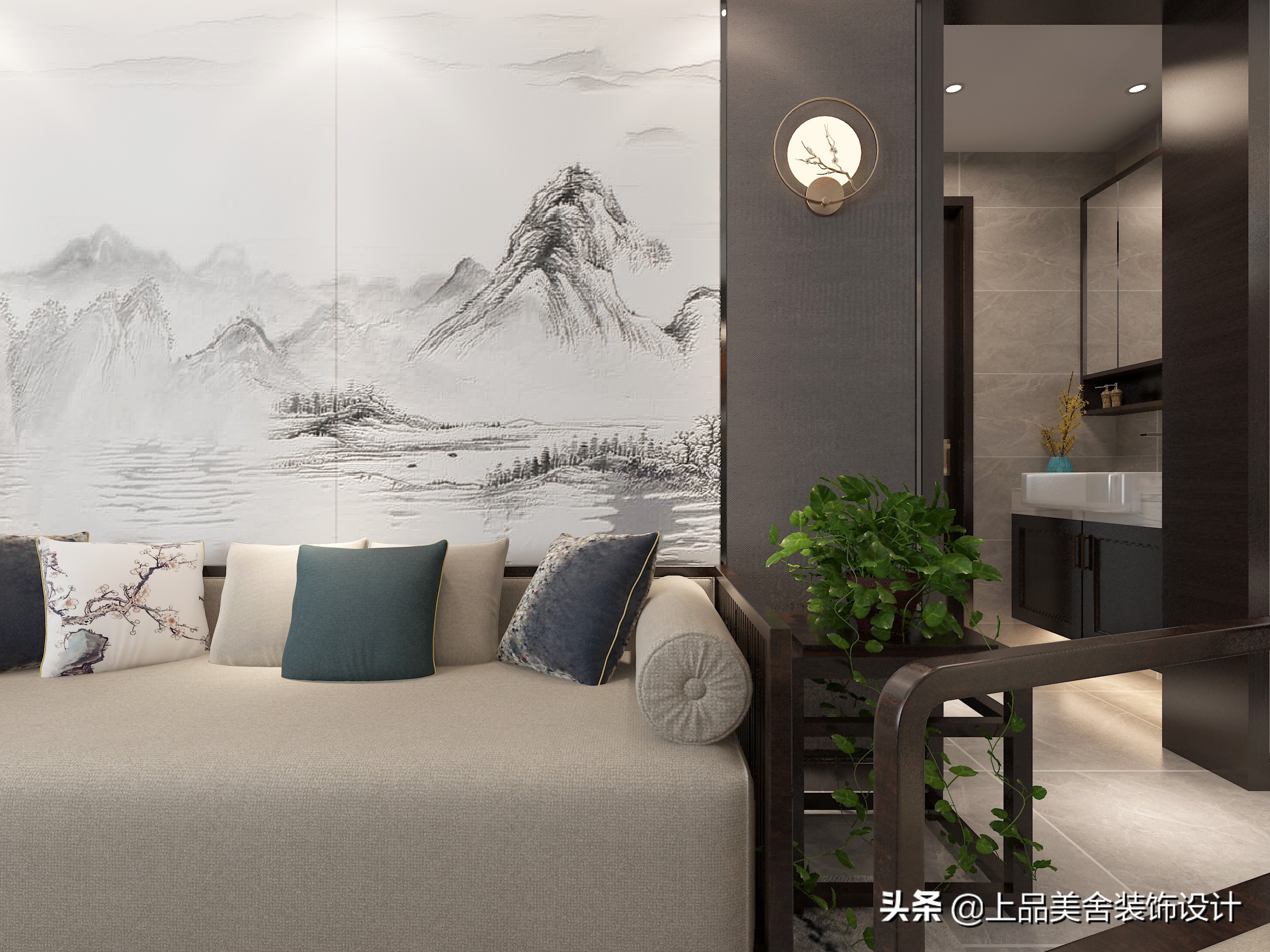 126㎡三房装中式，黑胡桃显中式清雅之美，仅玄关鞋柜就超实用