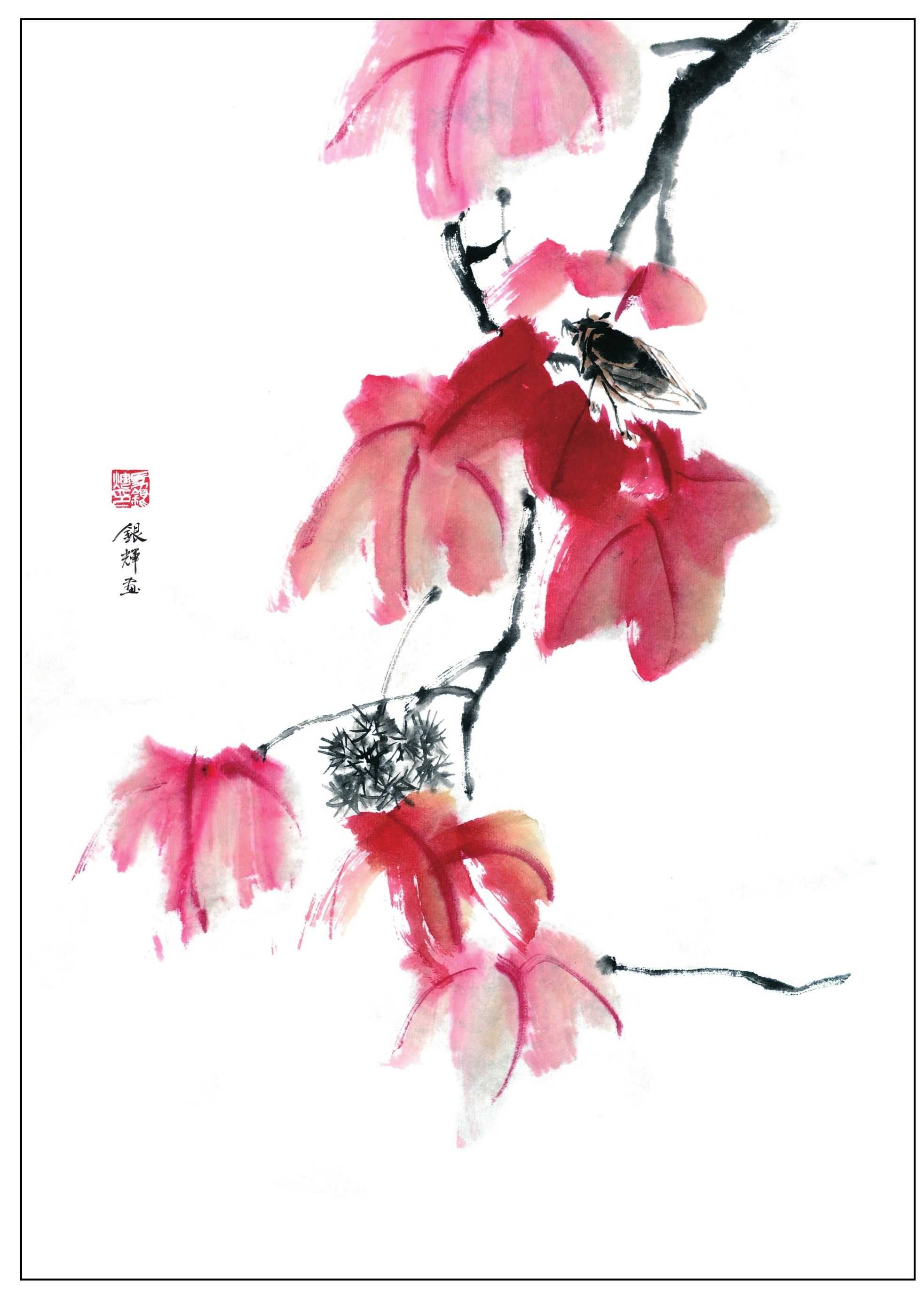 零基础国画教程：分步骤教你画纺织娘、蝉、蝗虫画法，简单易学