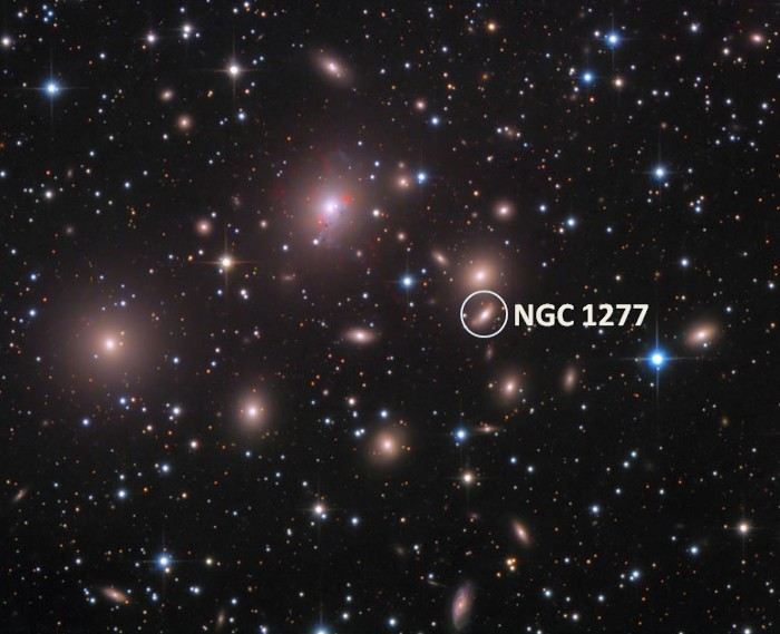 已知宇宙中最大的黑洞NGC1277(在一个“不起眼”的小星系里，包含了普通星系中最大的黑洞，)