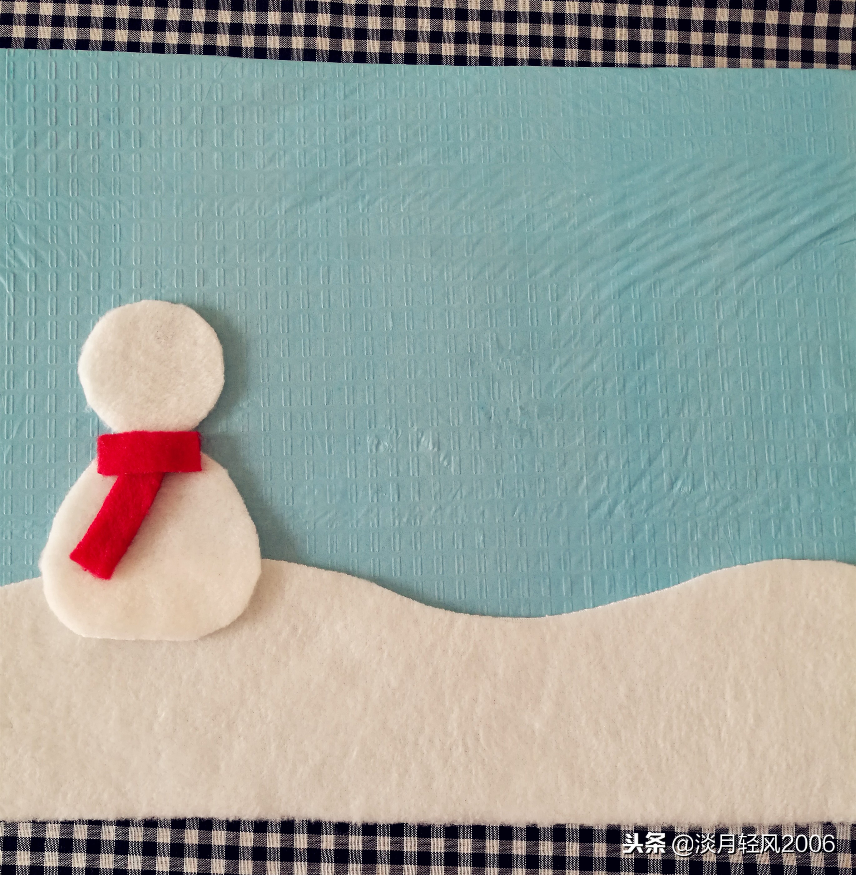 13「亲子手工」冬天来了,带孩子贴一幅童话般的冬景布贴画,有教程