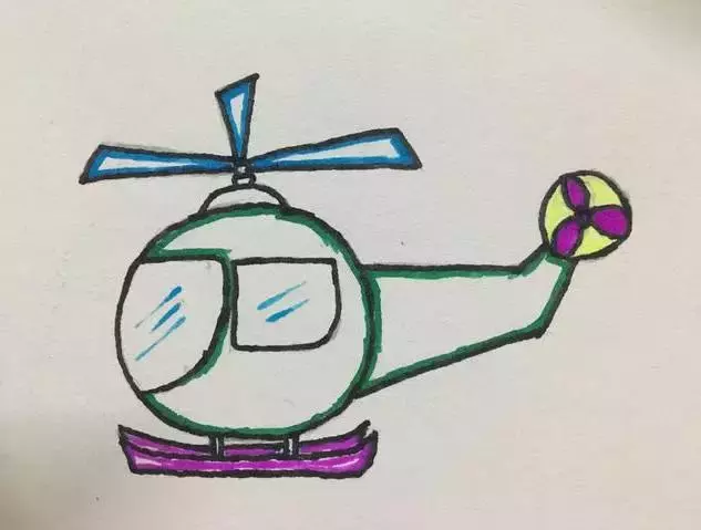 简笔画 | 炫酷的直升飞机绘画教程, 分分钟学会,收藏起来教孩子
