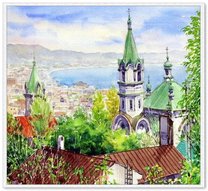 东亚风情 -- 高崎尚昭水彩画